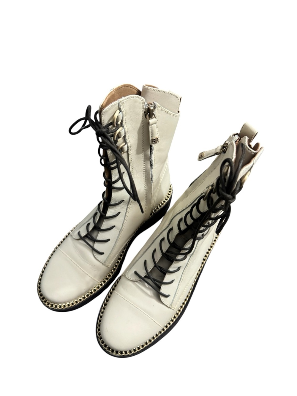 Sam Edelman Lenley Ivory Combat Boots Size 7